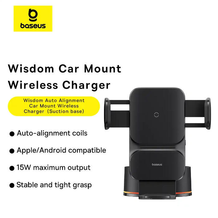Picture of Baseus Wisdom Series Auto Alignment Car Mount Wireless Charger 15W - Cluster Black