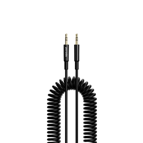 Picture of Porodo 3.5mm AUX Coiled Audio Cable Convenient Tangle-Free Design 1.2m/4ft  Black  PD-AUXCC-BK