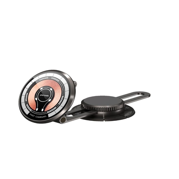 صورة بورودو Magsafe شحن هاتف شفاف 360 درجة قاعدة دوارة أسود  PD-MMCDFR-BK