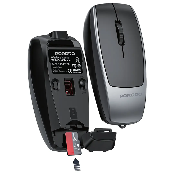 Picture of Porodo Wireless Mouse 1600DPI with Card Reader   - white
