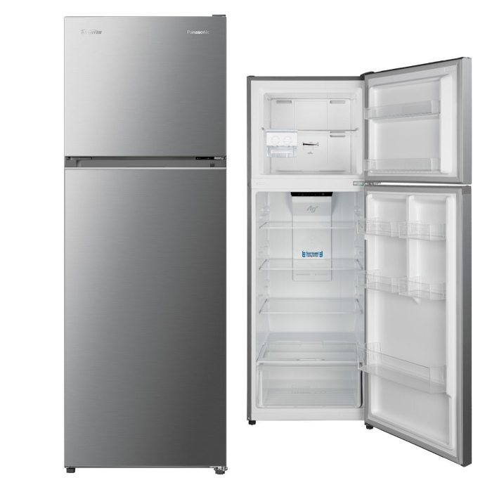 صورة ثلاجة باناسونيك بفريزر علوي، سعة 348 لترًا، لون فضي - NR-BC42VSSKW