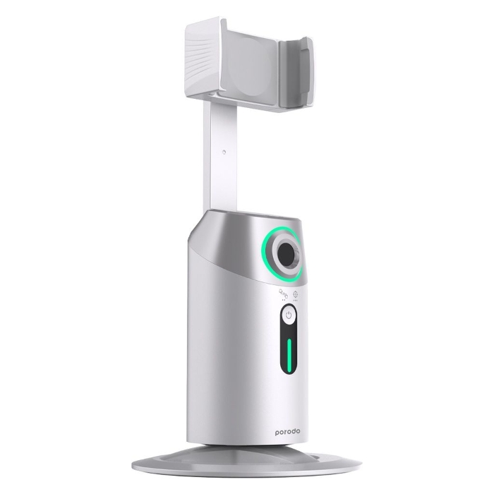 صورة Porodo 360 درجة دوران الذكاء الاصطناعي تتبع الوجه مع جهاز التحكم عن بعد أبيض  PD-GAIFTGR-WH