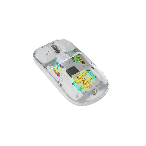 Picture of Porodo Transparent Dual-Mode Wireless Mouse RGB Light And Magnetic Cover - White
