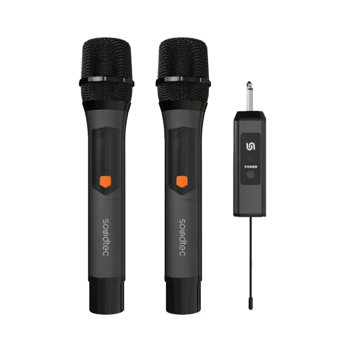 Picture of Porodo Soundtec Duo Mic Aluminum Rechargeable Wireless Microphone  Black  PD-STWLEP050-BK
