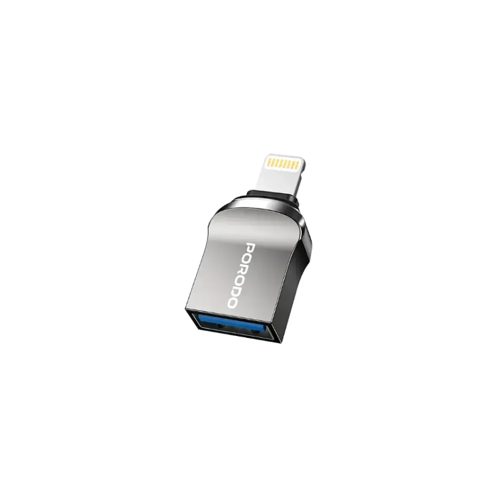 Picture of Porodo Lightning OTG Adapter - Zinc Alloy  Black  PD-CBL0024-BK