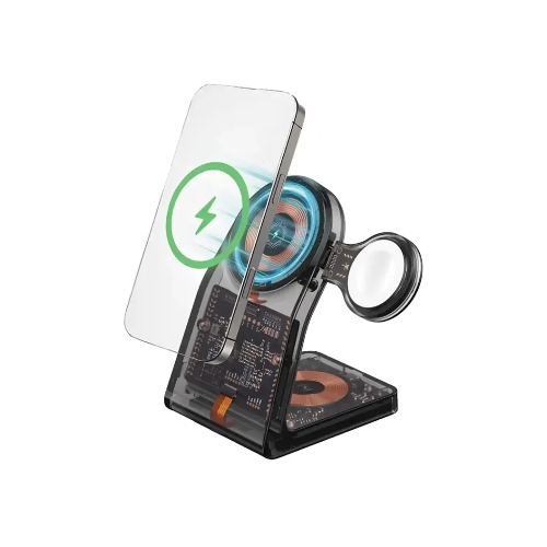 Picture of Porodo Transparent Shell Wireless Charging Stand  Black  PD-FWCH062-BK