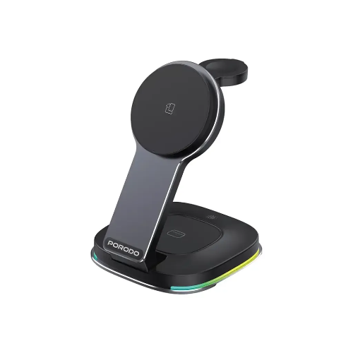 Picture of Porodo Compact Folding Wireless Charging Stand  Black  PD-FWCH063-BK