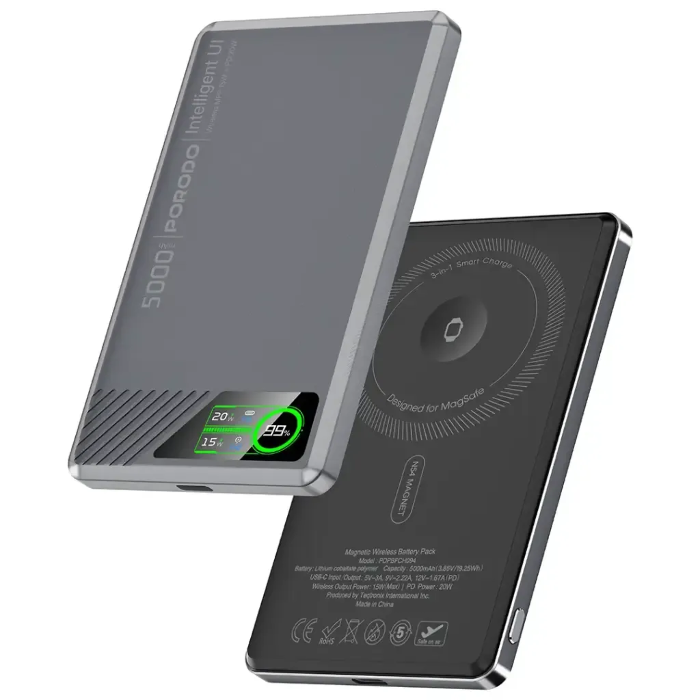 صورة بورودو سليم ماج 5000 مللي أمبير بنك طاقة مغناطيسي رمادي  PDPBFCH094GY