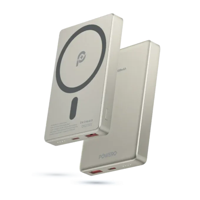 صورة PowerO + British Magsafe Magsafe Powerbank بسعة 10000 مللي أمبير في الساعة.- 22.5 واط- الألومنيوم الانتهاء من التيتانيوم PR-MSPB10KBM-TT