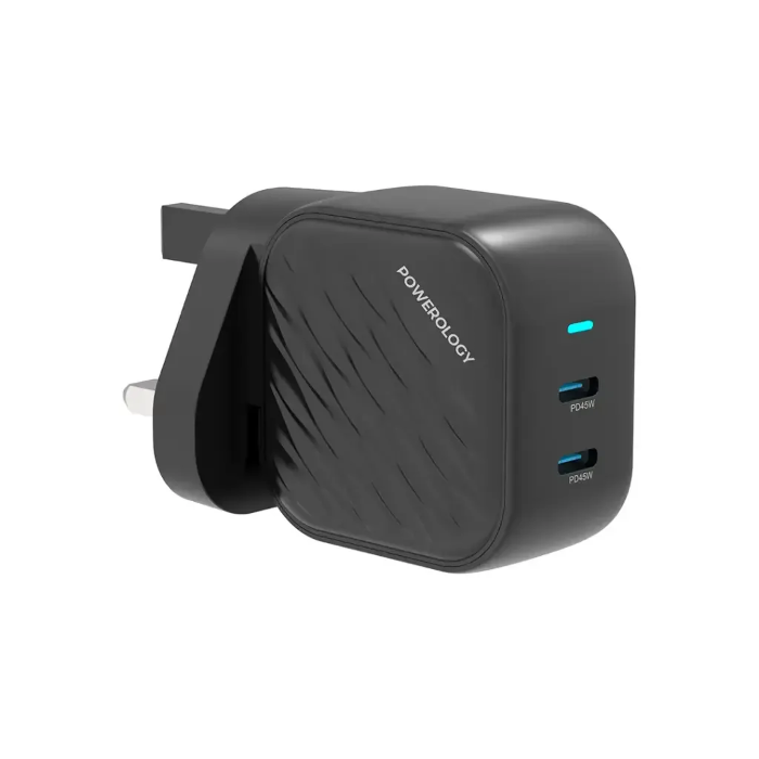 صورة باور لوجي جان |شاحن حائط مزدوج USB-C أسود PWCUQC035