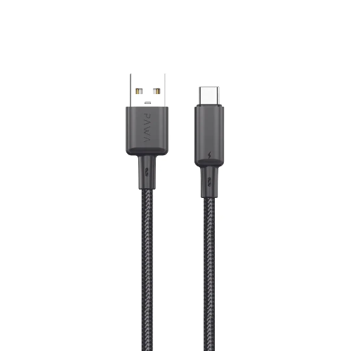 Show details for PAWA LITE 3A USB-A TO TYPE-C QUICK CHARGING BRAIDED CABLE 1.2M PW122  - Black
