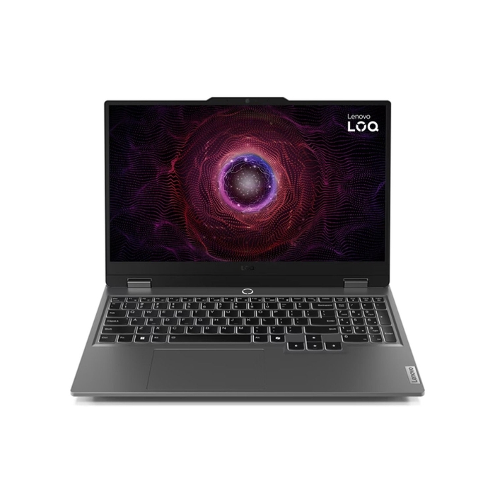 صورة لابتوب الألعاب لينوفو Loq 15IRX9، معالج إنتل كور i7-13650HX، ذاكرة وصول عشوائي DDR5 سعة 16 جيجابايت، قرص SSD سعة 512 جيجابايت، بطاقة رسومات NVIDIA GeForce RTX 4050 سعة 6 جيجابايت، شاشة 15.6 بوصة عالية الدقة بالكامل IPS بتردد 144 هرتز، نظام التشغيل DOS - رمادي