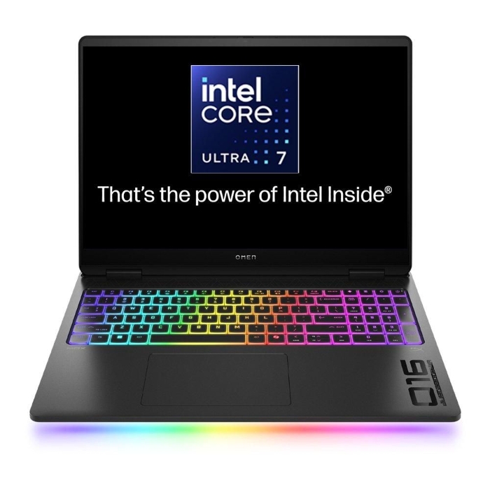 صورة لابتوب الألعاب HP Omen Max، معالج Intel Core Ultra 7 - 255HX، ذاكرة وصول عشوائي (RAM) سعة 32 جيجابايت، قرص SSD سعة 1 تيرابايت، شاشة WQXGA مقاس 16 بوصة، بطاقة رسومات NVIDIA GeForce RTX 5070Ti سعة 12 جيجابايت، نظام التشغيل Windows 11 Home، 16-ah0008ne - أسود