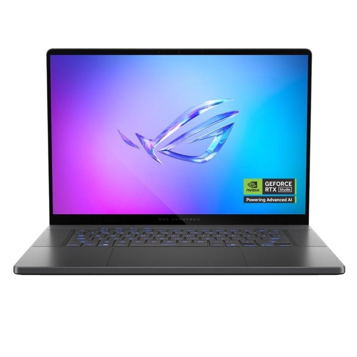 صورة لابتوب أسوس ROG Zephyrus G16، معالج إنتل كور ألترا ٩، ذاكرة وصول عشوائي (RAM) سعة ٦٤ جيجابايت، قرص SSD سعة ٢ تيرابايت، بطاقة رسومات NVIDIA GeForce RTX 5090، نظام التشغيل Windows 11 Home - رمادي