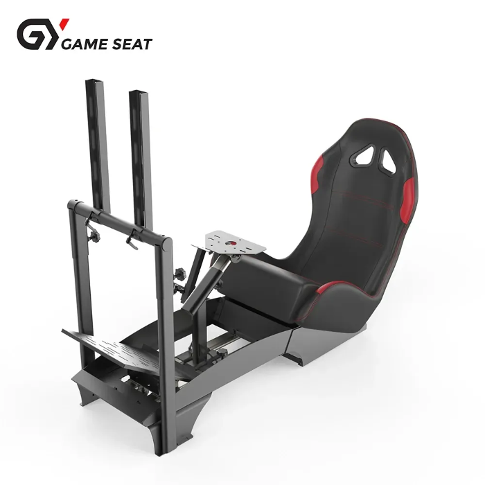 Picture of Gameseat GY-Extreme Racing Simulator Cockpit with Monitor Mount – Black/Red | Fully Adjustable Steel Frame & Sport Seat GY046-2