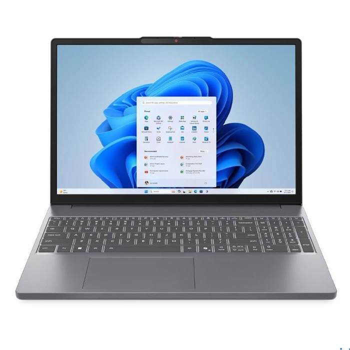 صورة لابتوب لينوفو IdeaPad Slim 3، معالج Intel Core i5، شاشة 15.3 بوصة، ذاكرة وصول عشوائي 8 جيجابايت، قرص صلب SSD بسعة 512 جيجابايت، بطاقة رسومات Intel UHD مدمجة، نظام التشغيل Windows 11 Home، رقم الموديل 83K10088AX - رمادي