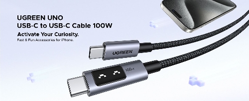 Picture of UGREEN Uno USB-C to USB-C PD Fast Charging Cable 5A Max 1m 100w black