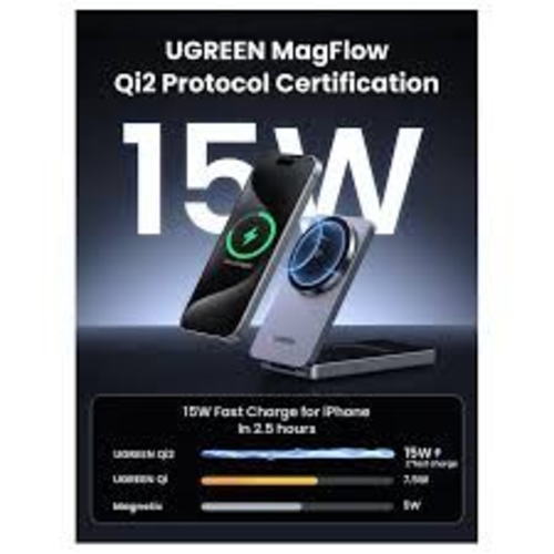 Picture of UGREEN 2-in-1 Magnetic Wireless Charger 15w  (Space Grey)