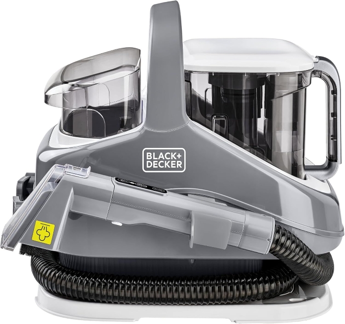 صورة منظف متعدد الأسطح 3-في-1 من BLACK+DECKER | قدرة 1300 واط وقوة شفط 12 كيلو باسكال | تنظيف عميق للكنب والمفروشات والبقع | نظام خزان مزدوج | بخار مدمج مع إيقاف تلقائي | BHSC1350CHS-B5
