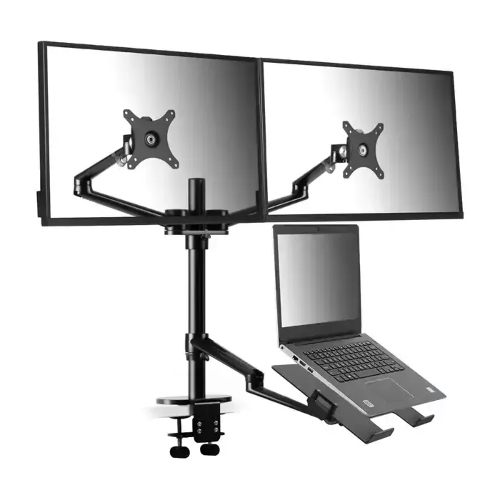 Picture of Gamvity 3-in-1 Adjustable Triple Monitor Arm Desk Mounts, Dual Desk Arm Stand/holder With Extra Tray Fits Laptops