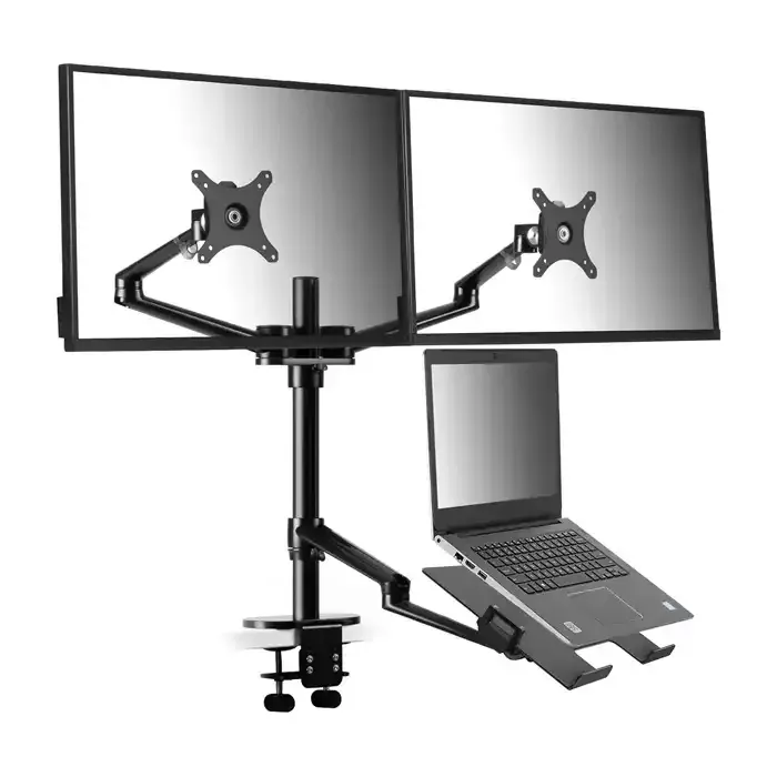 Picture of Gamvity 3-in-1 Adjustable Triple Monitor Arm Desk Mounts, Dual Desk Arm Stand/holder With Extra Tray Fits Laptops