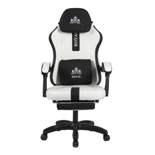 Show details for Royal Gaming Chair with Footrest Leather - white