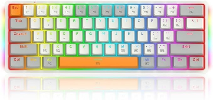 صورة لوحة مفاتيح ألعاب ميكانيكية سلكية بإضاءة RGB من Redragon Akali، 60%، بمفاتيح حمراء (لغة إنجليزية)