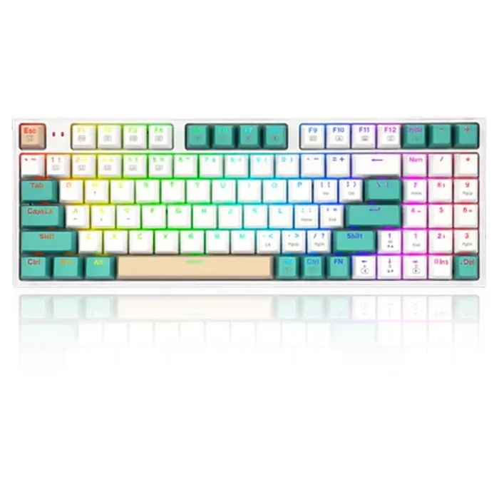 صورة لوحة مفاتيح ألعاب ميكانيكية ثلاثية الأوضاع بـ 94 مفتاحًا من Redragon Veigar K643wgc-rgb-pro، بمفاتيح حمراء