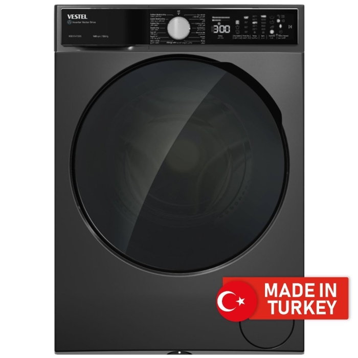 Picture of Vestel Front Load Washer 10Kg Dryer 6Kg 1400 RPM, Dark Inox - WDB1014T3DXS-KW