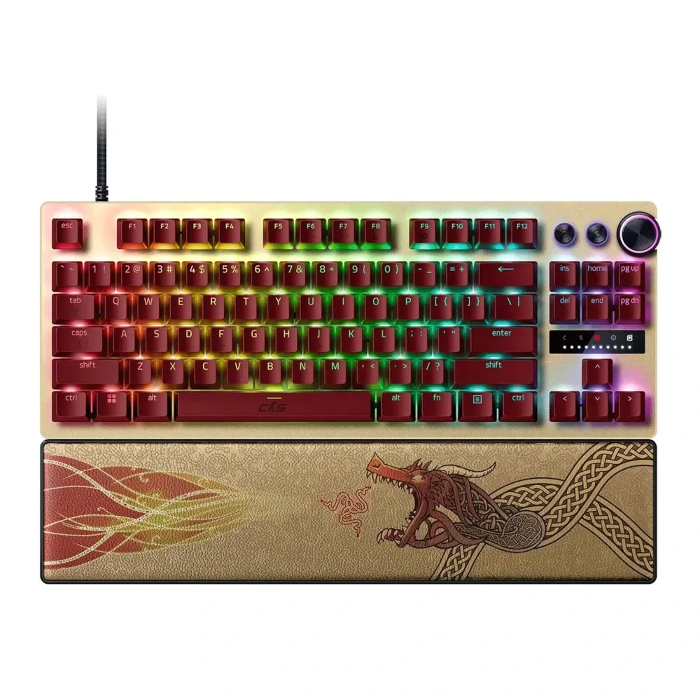 صورة لوحة مفاتيح ألعاب Razer Huntsman V3 Pro TKL إصدار Counter-Strike 2، ذهبية