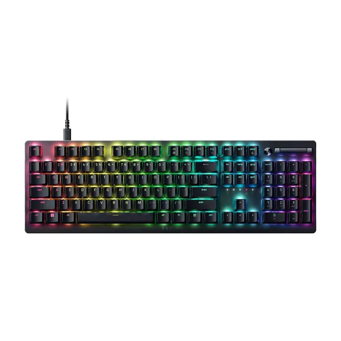 صورة لوحة مفاتيح الألعاب البصرية السلكية Razer Deathstalker V2 منخفضة الارتفاع، مفاتيح بصرية خطية منخفضة الارتفاع باللون الأحمر