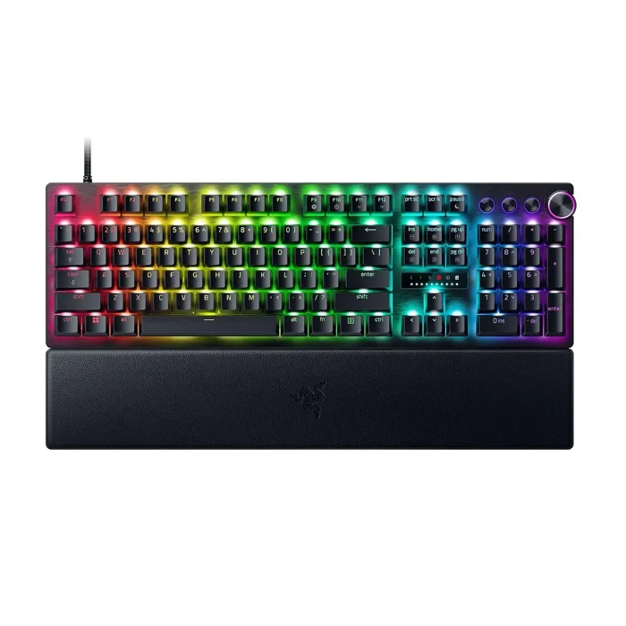 صورة لوحة مفاتيح الألعاب الإلكترونية Razer Huntsman V3 Pro بإضاءة RGB، مفاتيح بصرية تناظرية من الجيل الثاني مع مسند معصم مغناطيسي - أسود