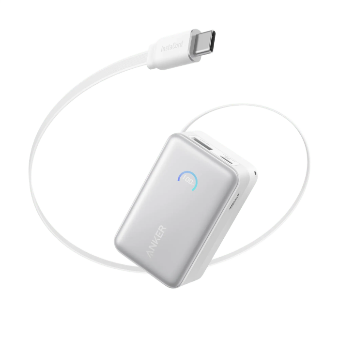 صورة بنك الطاقة أنكر نانو A1638 (بنك طاقة (10 كيلو أوم، 45 واط، منفذ USB-C مدمج، شاشة ذكية) - أبيض / أسود)