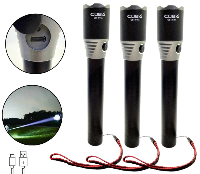 Picture of 3 Torch POWERFULL LIGHT FLASHLIGHT, 500W, 10000 mAh - COBA