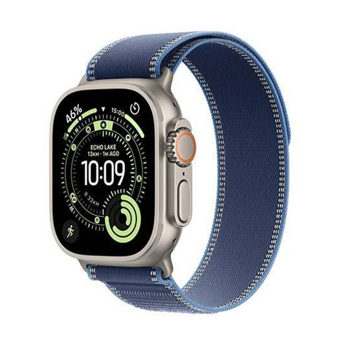 Picture of Apple Watch Ultra 3 GPS + Cellular 49mm Natural Titanium Case with Blue/Bright Blue Trail Loop – S/M