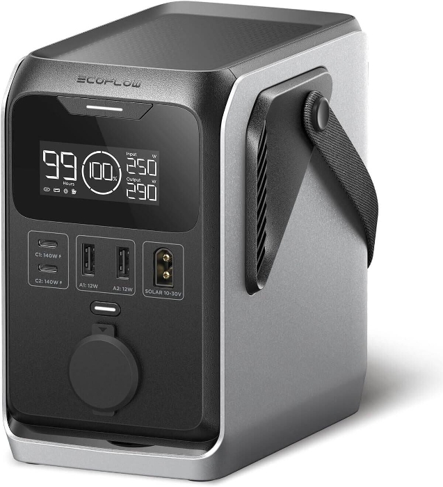 صورة محطة طاقة محمولة إيكوفلو ريفر 300 - رمادي داكن (الألواح الشمسية غير مشمولة)