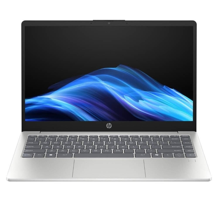 صورة لابتوب HP، معالج Intel Core Ultra 5، ذاكرة وصول عشوائي 24 جيجابايت، قرص صلب SSD بسعة 512 جيجابايت، بطاقة رسومات Intel، شاشة 14 بوصة FHD، نظام التشغيل Windows 11 Home - فضي