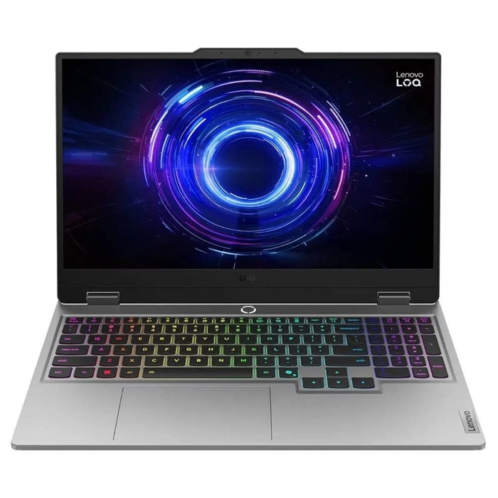 صورة لابتوب لينوفو LOQ 15IRX10 للألعاب، شاشة 15.6 بوصة، معالج إنتل كور i7، ذاكرة وصول عشوائي 32 جيجابايت، قرص صلب SSD سعة 1 تيرابايت، بطاقة رسومات NVIDIA GeForce RTX 5070، نظام تشغيل ويندوز 11 هوم، 83JE0104AX - رمادي قمري