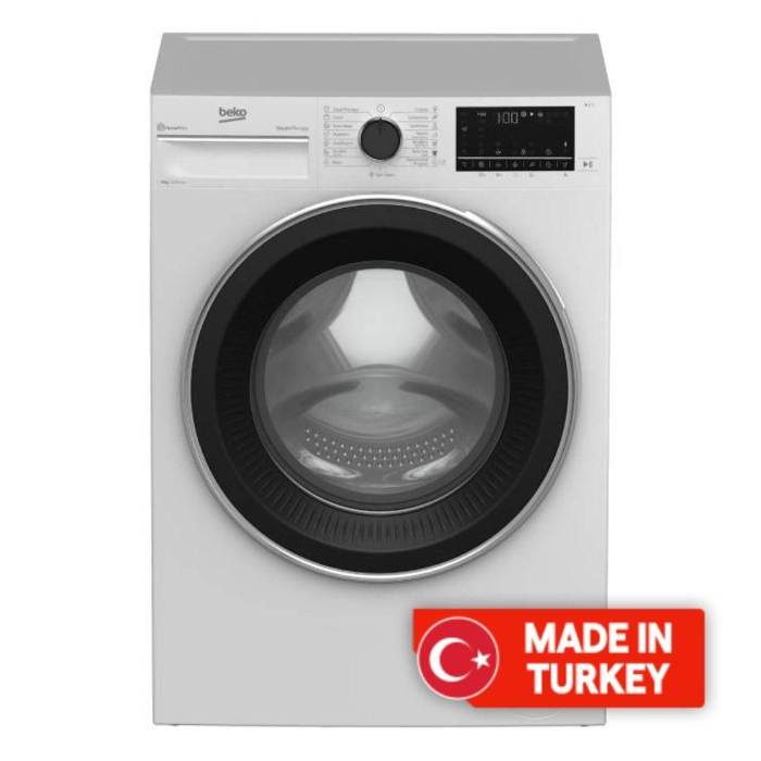 صورة غسالة بيكو تعبئة أمامية 9 كجم، بلوتوث، WTV9314XW - أبيض