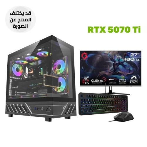 Picture of Gaming PC AMD Ryzen 5 9600X, B650M Motherboard, 16GB D5 RAM, 1TB NVMe SSD, RTX 5070 12GB GPU, L240 Liquid Cooler, 750W Gold PSU, Darkflash DS950 ATX Case, Windows 11 Pro + GameOn 27" FHD 180Hz HDMI 2.1 Monitor & KM310 RGB Combo