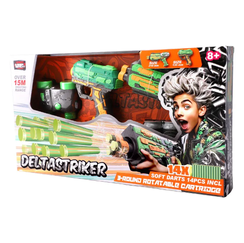 Picture of (Kids Toys)  HS-FJ8063  Hip Shot Combo Deltastriker (x2 Blaster) (w/ x14 Darts) 