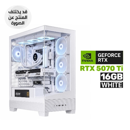 Picture of Gaming PC - AMD Ryzen 9 9950X3D, X870 AORUS STEALTH ICE Motherboard, 32GB D5 RAM (6000) White, 1TB SSD NVMe Gen4, RTX 5070 Ti 16GB White, 850 WATT GOLD PSU, Asus Prime L360 Liquid Cooler, Asus A31 Plus Mid Tower Case 4x RGB Fans, Windows 11 Pro License