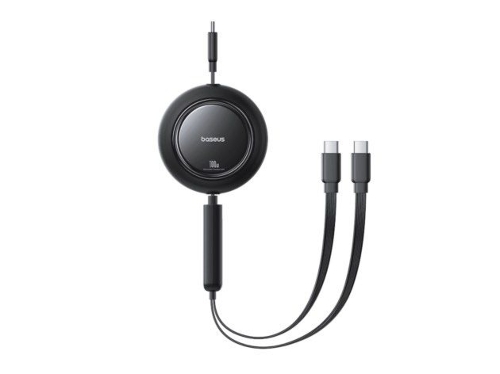 Picture of Baseus Free2Pull Mini 2-in-1 Retractable Fast charging Cable USB-C to C+C 100W 1.2m - Cosmic Black  E0415504