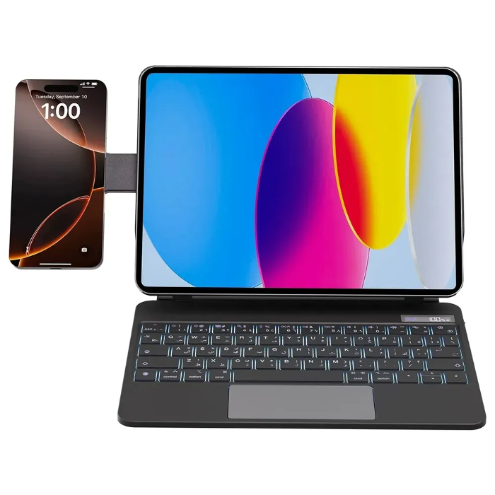 Picture of Powerology Dynaboard Wireless Keyboard Case for iPad Pro 13" (M4), MagSafe Phone Holder