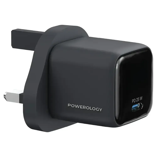 Picture of Powerology volt-x 25w mini gan wall charger with c to c cable - black