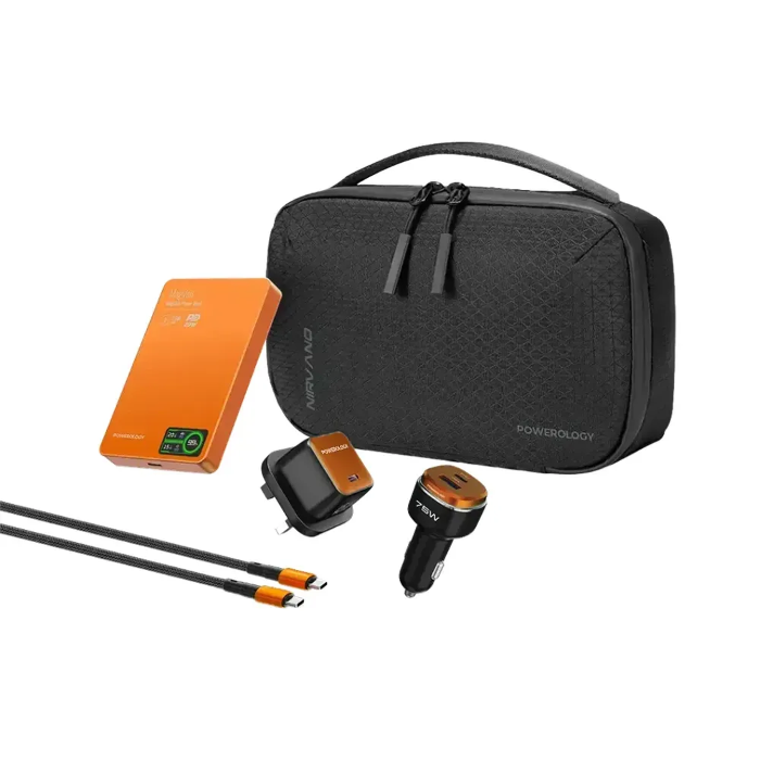 Picture of Powerology Nirvano 5-In-1 Power Travel Kit - Black/Orange