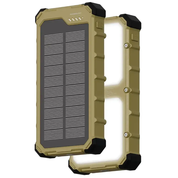 صورة بنك طاقة Powerology Solara Solar بسعة 10000 مللي أمبير - كاكي