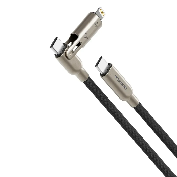 Picture of Porodo 2-In-1 100W Braided Cable - Black