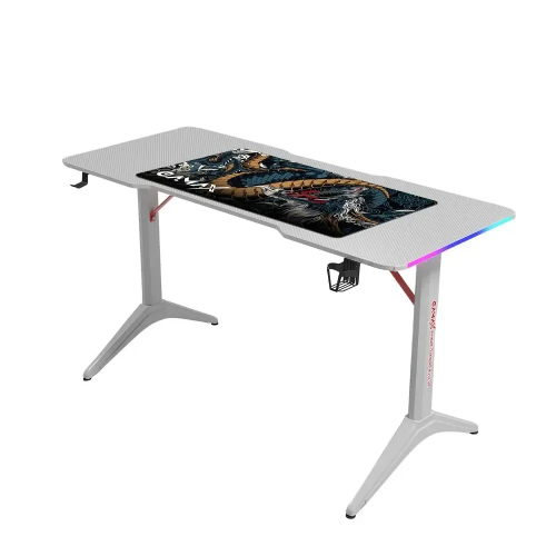 Picture of Gamax D2208W RGB Carbon Fiber Gaming Table 120*60*74 cm With MousePad - White