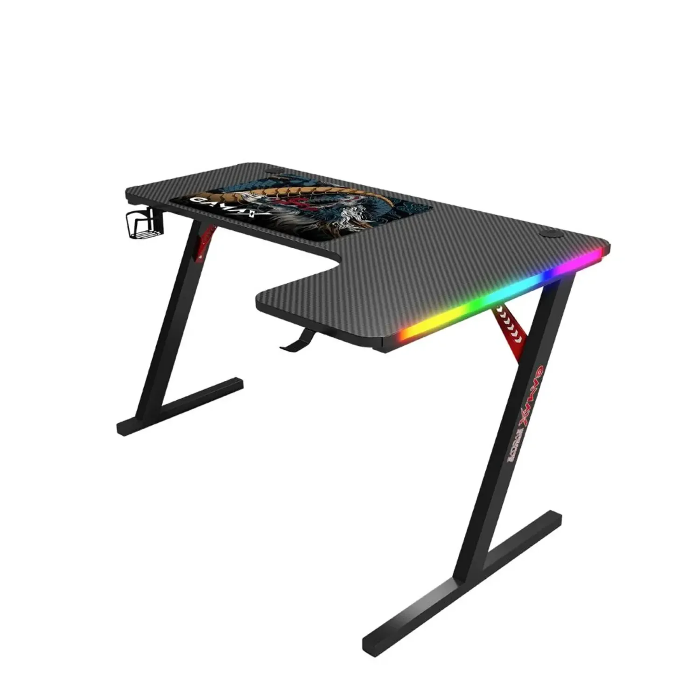 Picture of Gamax P202-RB RGB Carbon fiber Gaming Table 160*100*74 cm with Mousepad (L Shape - Right) - Black
